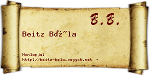 Beitz Béla névjegykártya